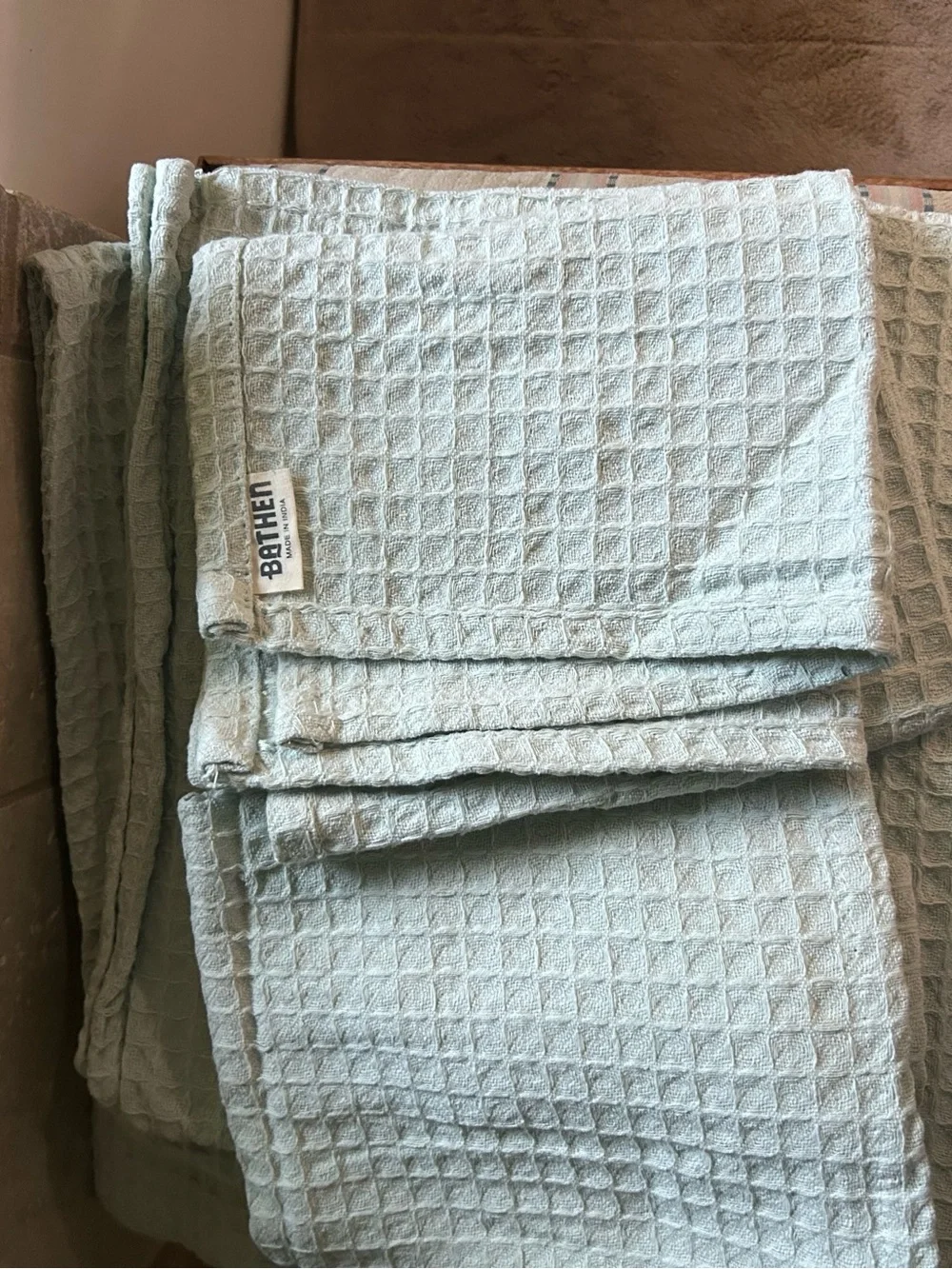Light sage Waffle Weave Towels - Set